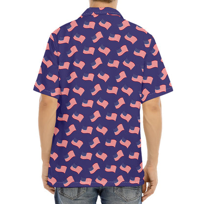 4th of July American Flag Pattern Print Aloha Shirt