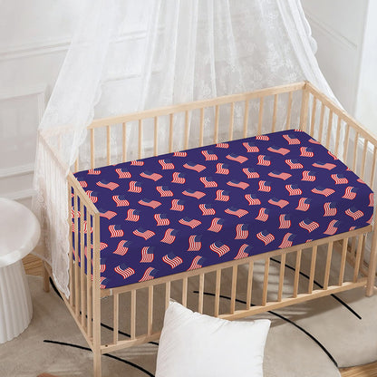 4th of July American Flag Pattern Print Baby Crib Sheet