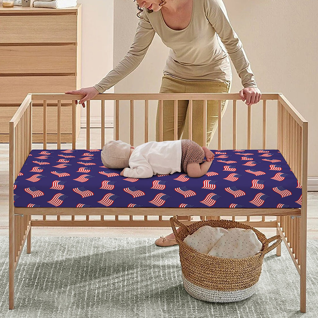 4th of July American Flag Pattern Print Baby Crib Sheet