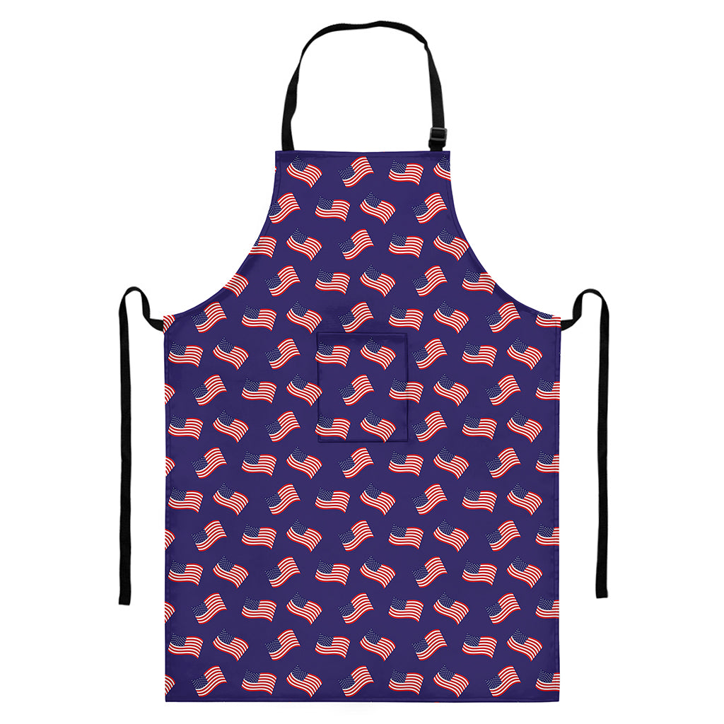 4th of July American Flag Pattern Print Bib Apron With Pocket