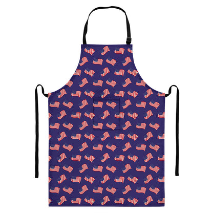 4th of July American Flag Pattern Print Bib Apron With Pocket