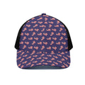 4th of July American Flag Pattern Print Black Mesh Trucker Hat