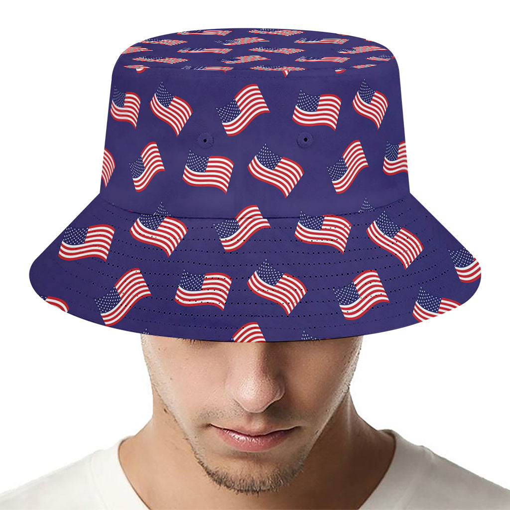 4th of July American Flag Pattern Print Bucket Hat