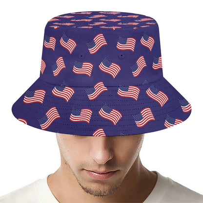 4th of July American Flag Pattern Print Bucket Hat