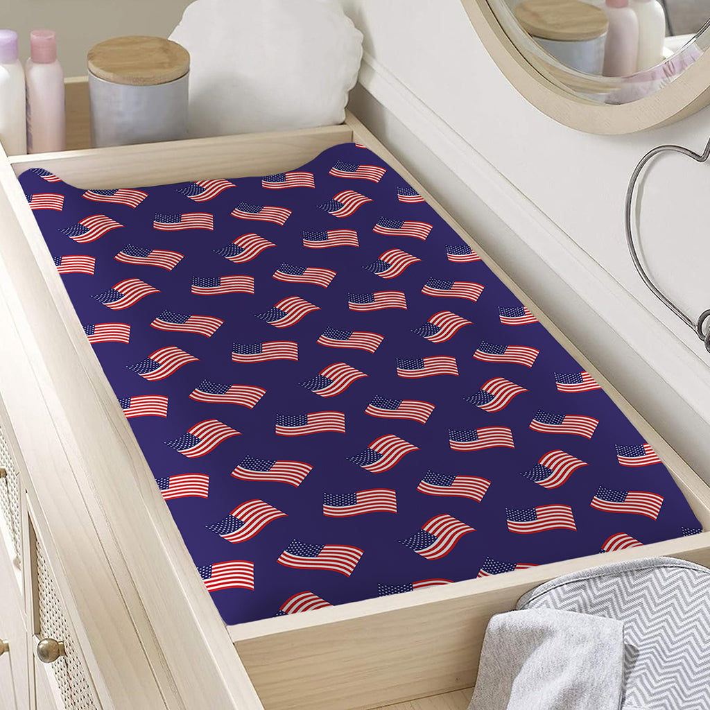 4th of July American Flag Pattern Print Changing Pad Cover