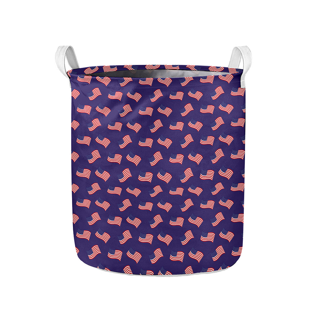 4th of July American Flag Pattern Print Collapsible Laundry Basket