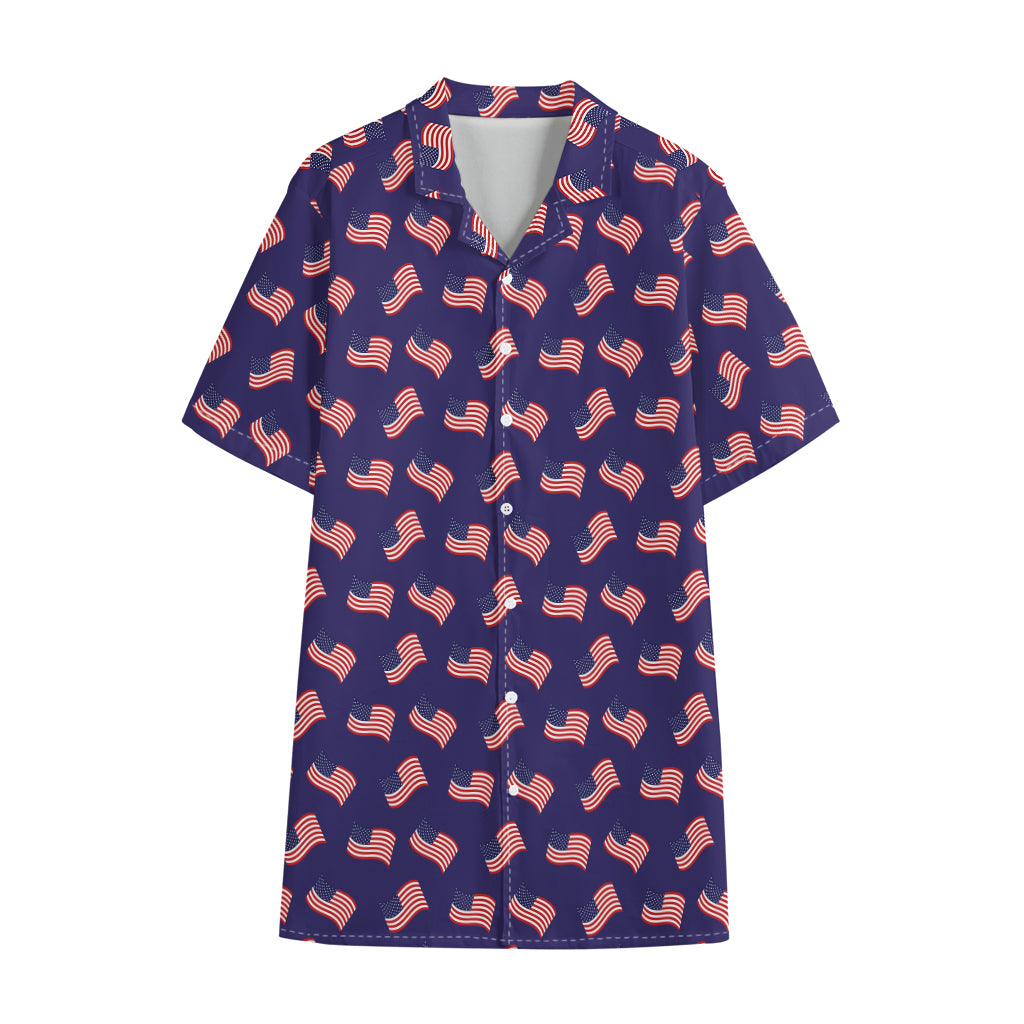 4th of July American Flag Pattern Print Cotton Hawaiian Shirt