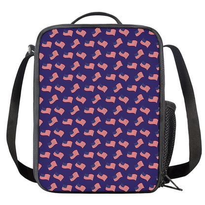 4th of July American Flag Pattern Print Crossbody Lunch Bag