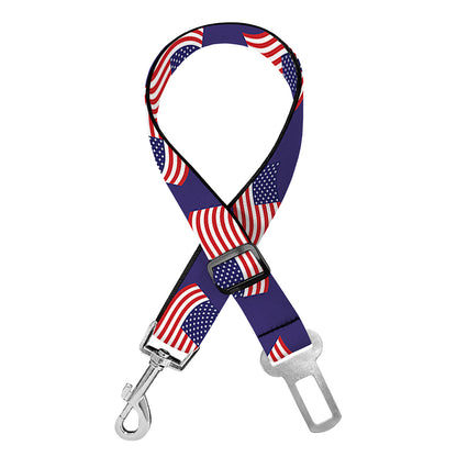 4th of July American Flag Pattern Print Dog Seat Belt