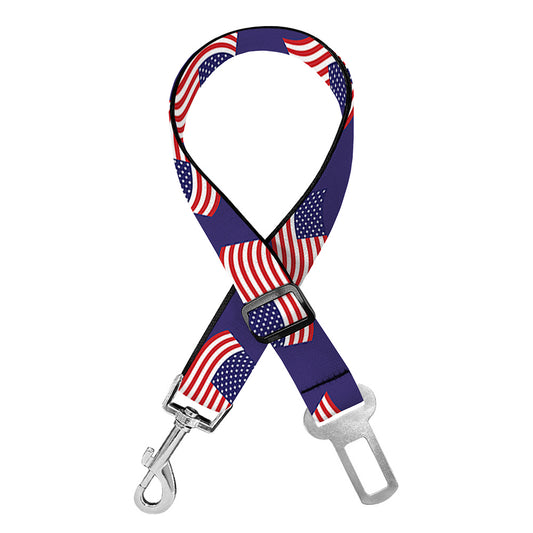 4th of July American Flag Pattern Print Dog Seat Belt