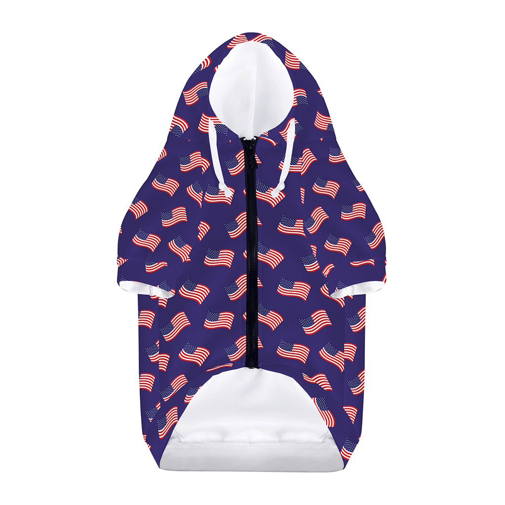 4th of July American Flag Pattern Print Dog Zip Up Hoodie