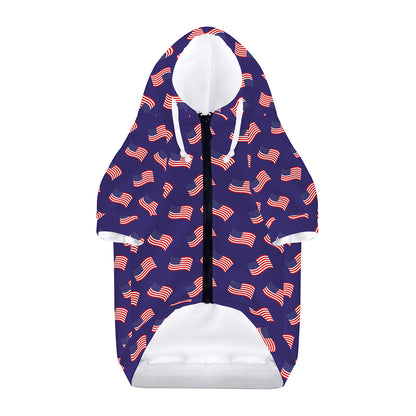 4th of July American Flag Pattern Print Dog Zip Up Hoodie