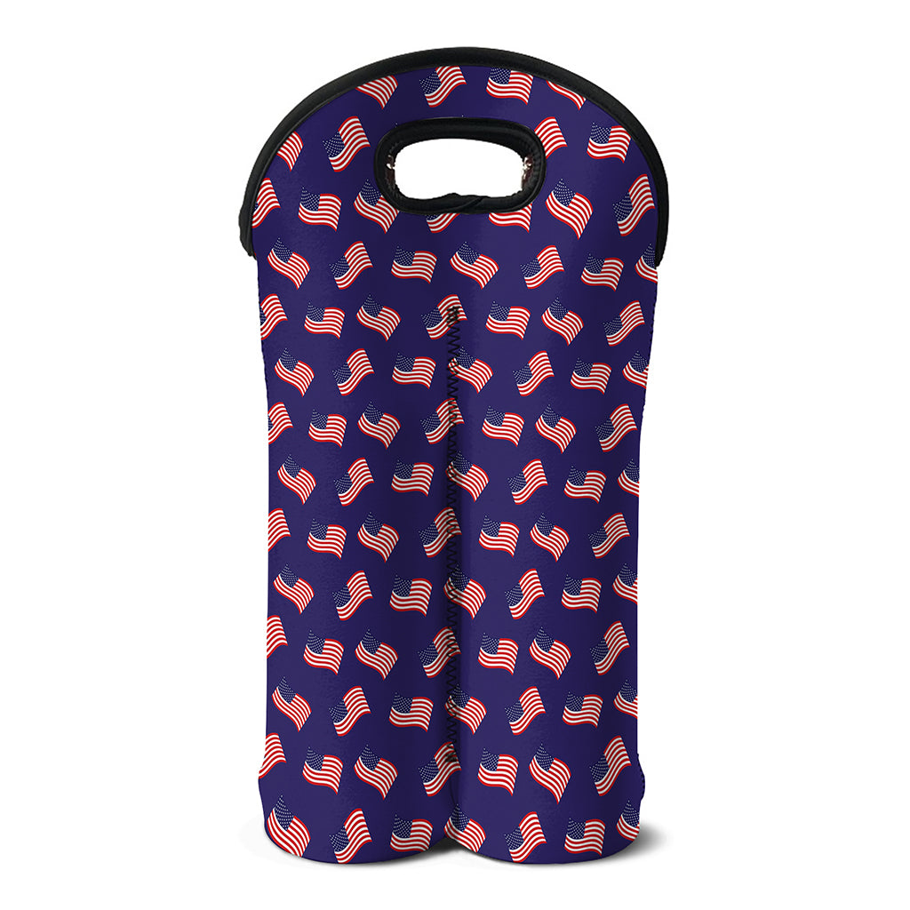 4th of July American Flag Pattern Print Double Neoprene Wine Tote