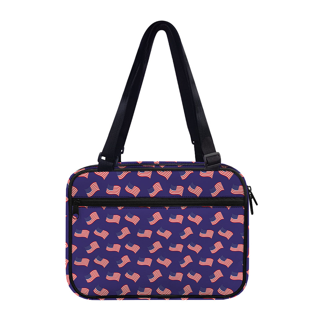 4th of July American Flag Pattern Print Double Strap Bible Bag