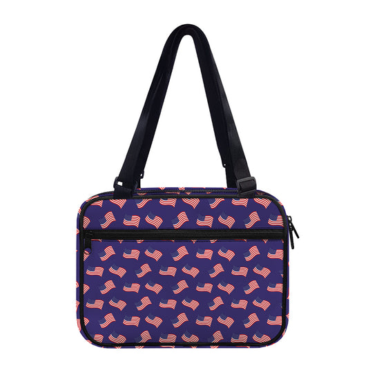 4th of July American Flag Pattern Print Double Strap Bible Bag