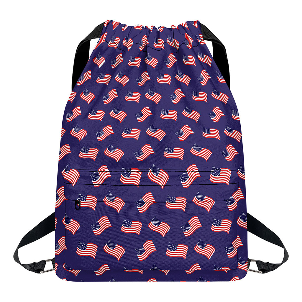 4th of July American Flag Pattern Print Drawstring Backpack