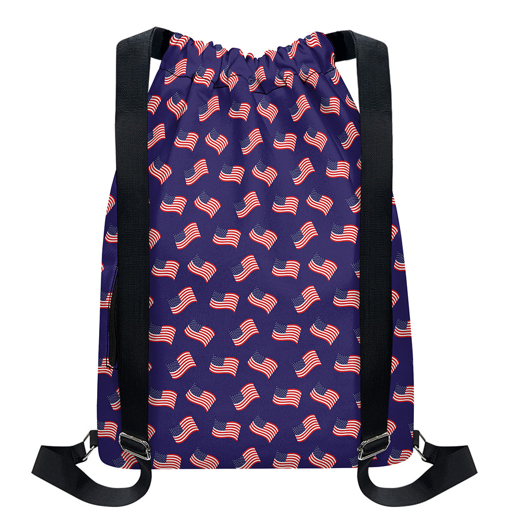 4th of July American Flag Pattern Print Drawstring Backpack