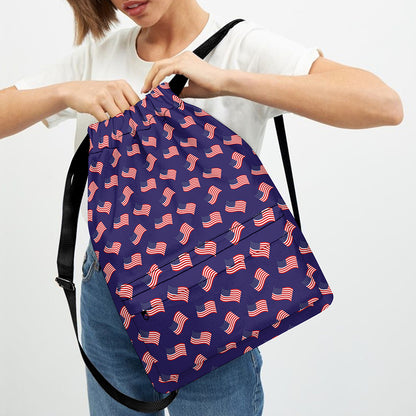 4th of July American Flag Pattern Print Drawstring Backpack