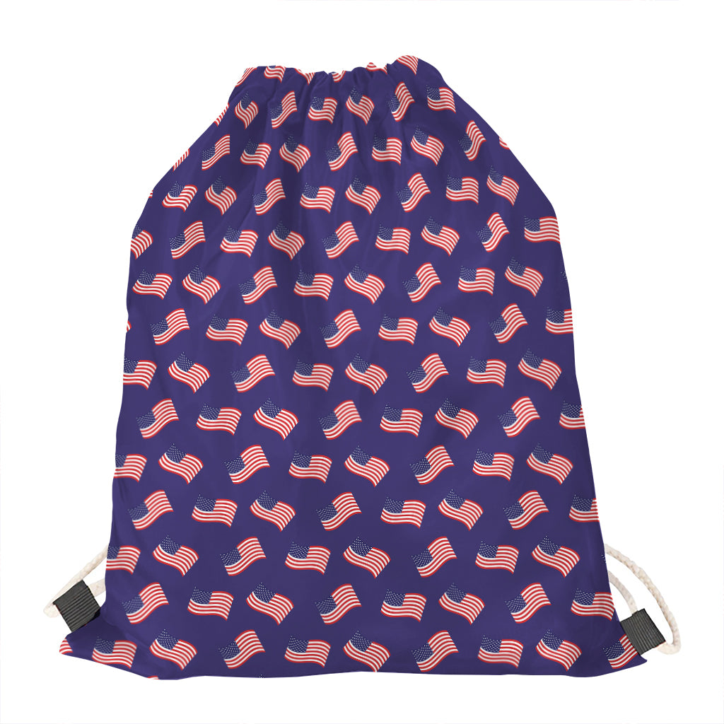 4th of July American Flag Pattern Print Drawstring Bag