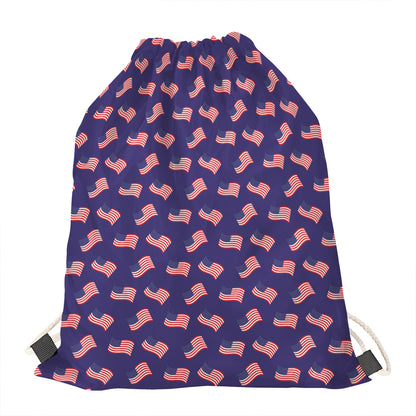 4th of July American Flag Pattern Print Drawstring Bag