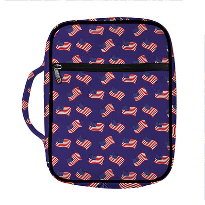4th of July American Flag Pattern Print Front Pocket Bible Bag