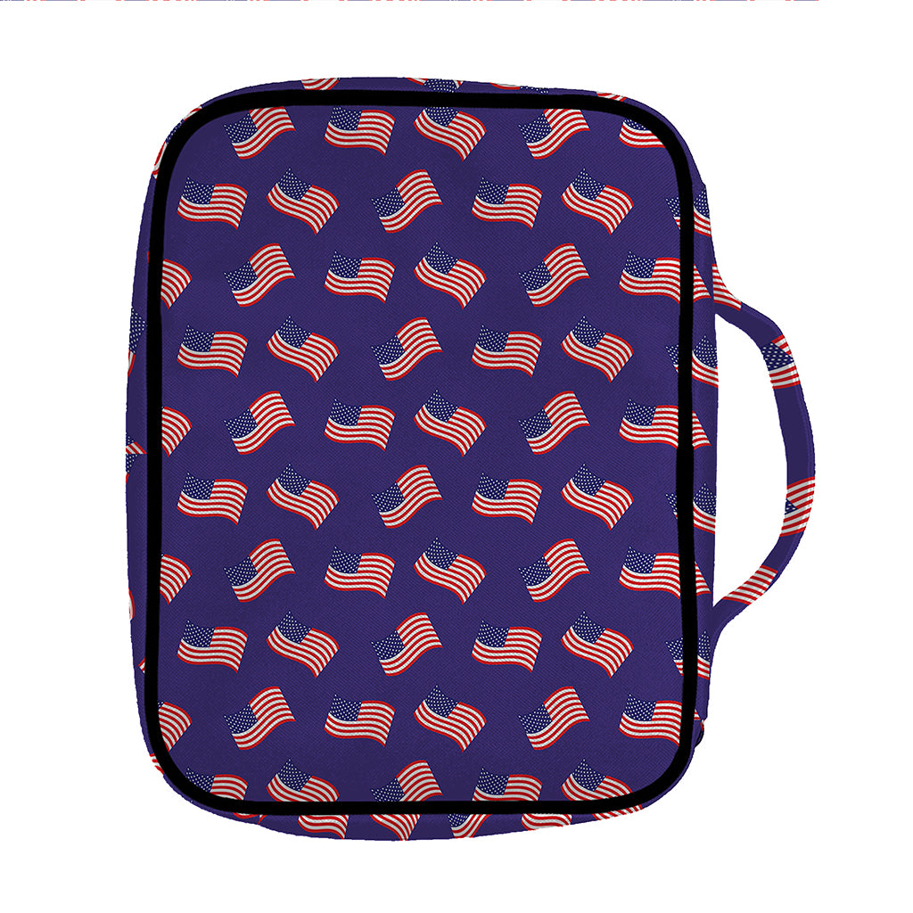 4th of July American Flag Pattern Print Front Pocket Bible Bag