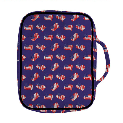 4th of July American Flag Pattern Print Front Pocket Bible Bag