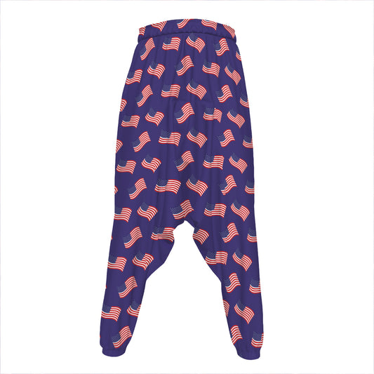 4th of July American Flag Pattern Print Hammer Pants