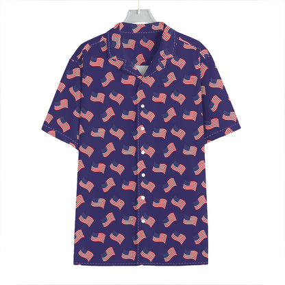 4th of July American Flag Pattern Print Hawaiian Shirt