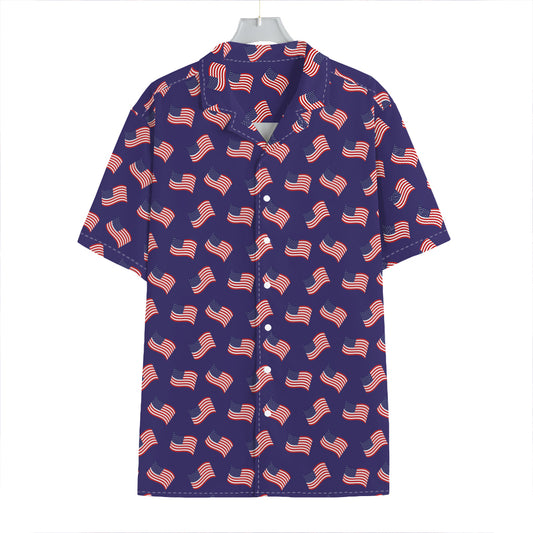 4th of July American Flag Pattern Print Hawaiian Shirt
