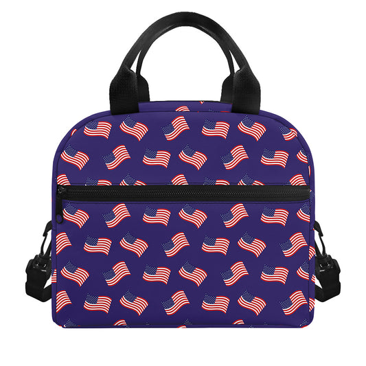 4th of July American Flag Pattern Print Insulated Lunch Bag