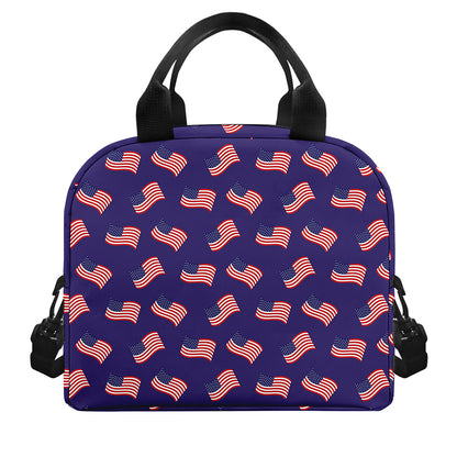 4th of July American Flag Pattern Print Insulated Lunch Bag