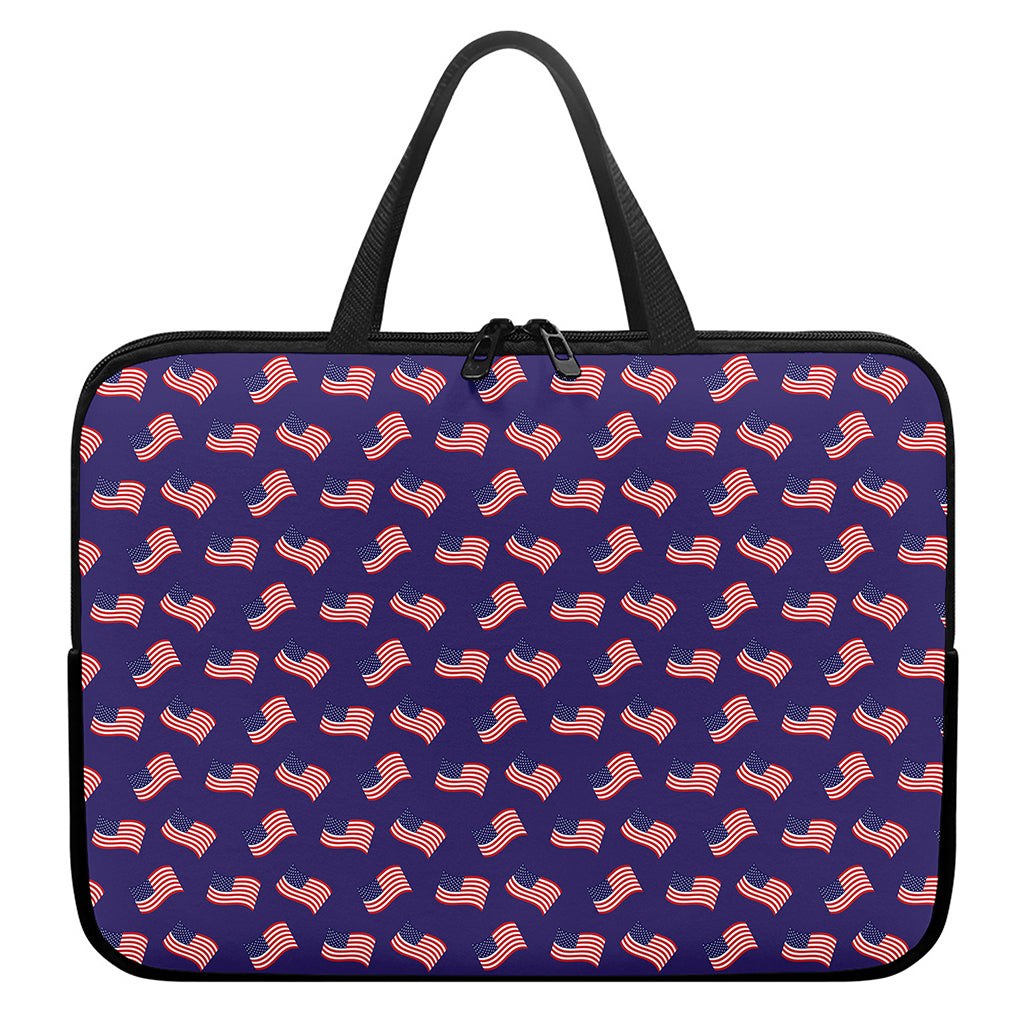 4th of July American Flag Pattern Print Laptop Sleeve With Handle