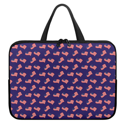 4th of July American Flag Pattern Print Laptop Sleeve With Handle