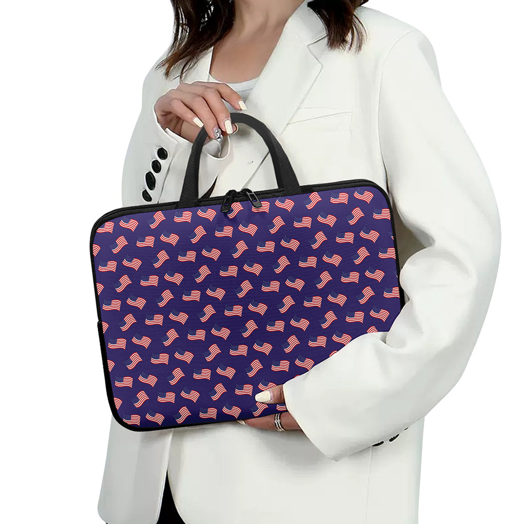 4th of July American Flag Pattern Print Laptop Sleeve With Handle
