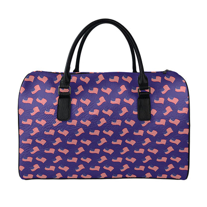 4th of July American Flag Pattern Print Leather Duffle Bag