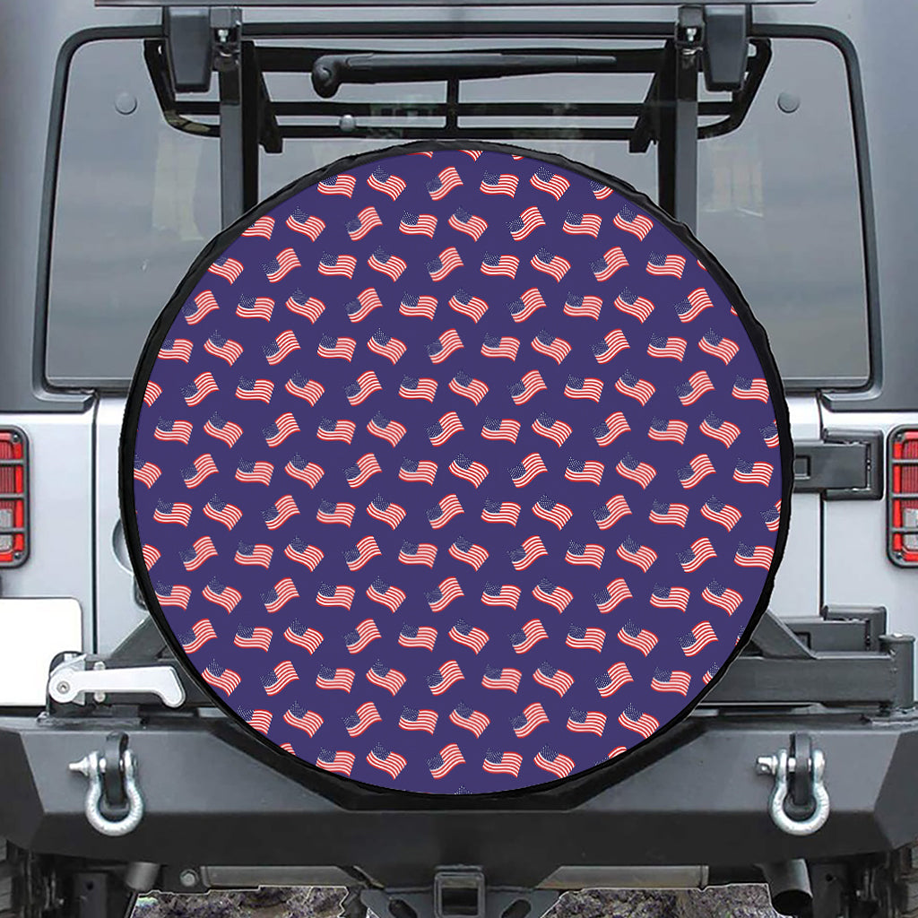 4th of July American Flag Pattern Print Leather Spare Tire Cover