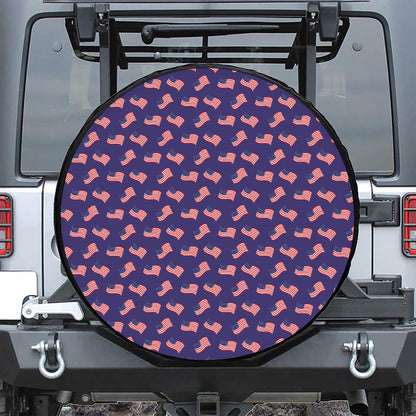 4th of July American Flag Pattern Print Leather Spare Tire Cover