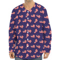 4th of July American Flag Pattern Print Long Sleeve Baseball Jersey