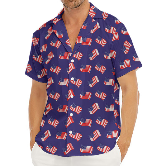 4th of July American Flag Pattern Print Men's Deep V-Neck Shirt