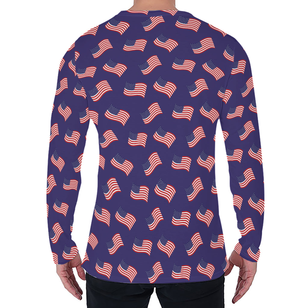 4th of July American Flag Pattern Print Men's Long Sleeve T-Shirt