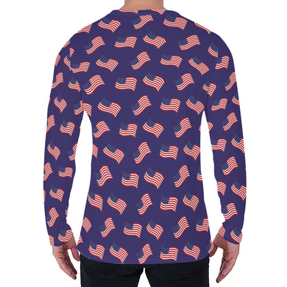 4th of July American Flag Pattern Print Men's Long Sleeve T-Shirt