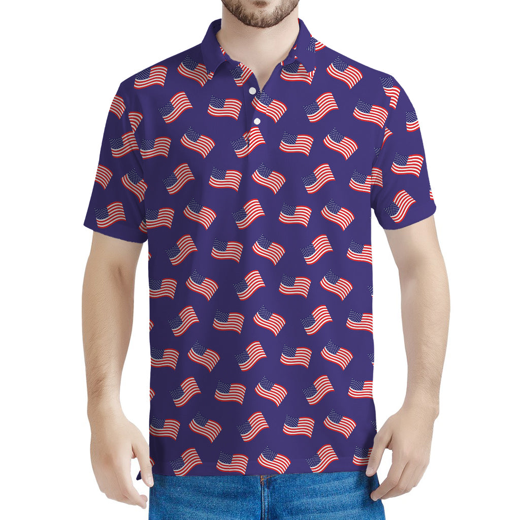 4th of July American Flag Pattern Print Men's Polo Shirt