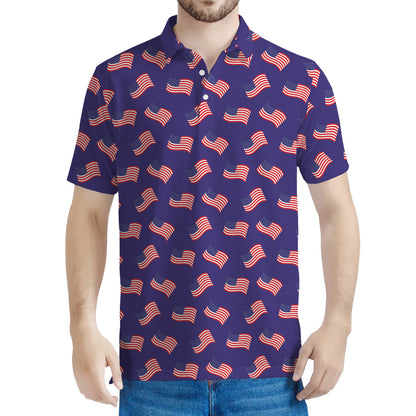 4th of July American Flag Pattern Print Men's Polo Shirt
