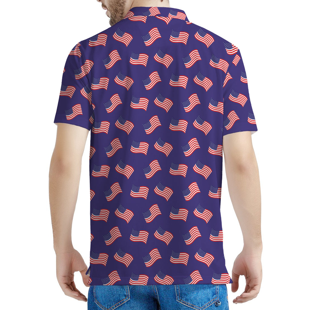 4th of July American Flag Pattern Print Men's Polo Shirt