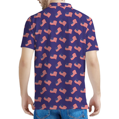 4th of July American Flag Pattern Print Men's Polo Shirt