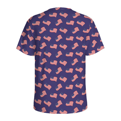 4th of July American Flag Pattern Print Men's Sports T-Shirt