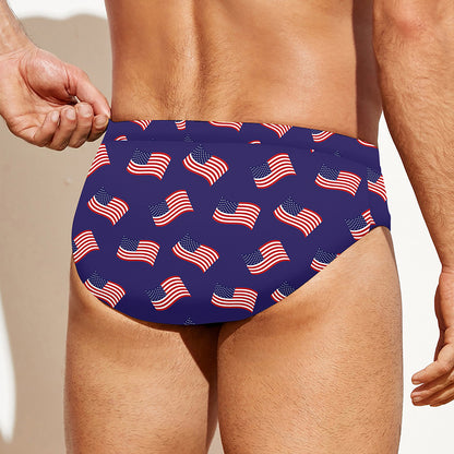 4th of July American Flag Pattern Print Men's Swim Briefs