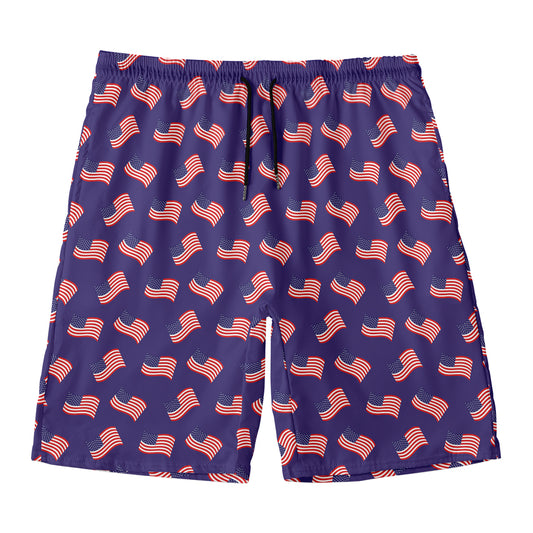 4th of July American Flag Pattern Print Men's Swim Trunks