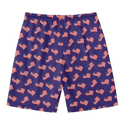 4th of July American Flag Pattern Print Men's Swim Trunks